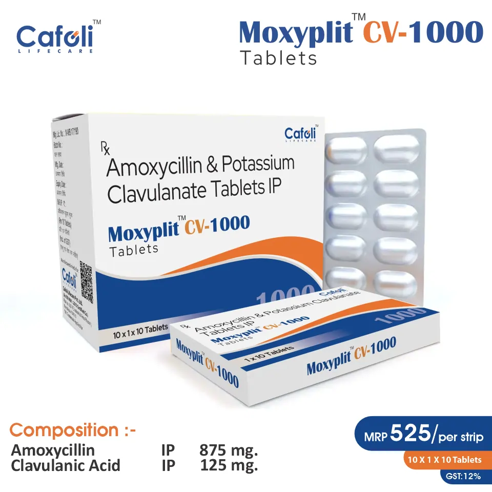 Amoxycillin (875mg) + Clavulanic Acid (125mg) Tablet at Best Price in PCD Pharma Franchise for Respiratory Infections and Skin Infections.